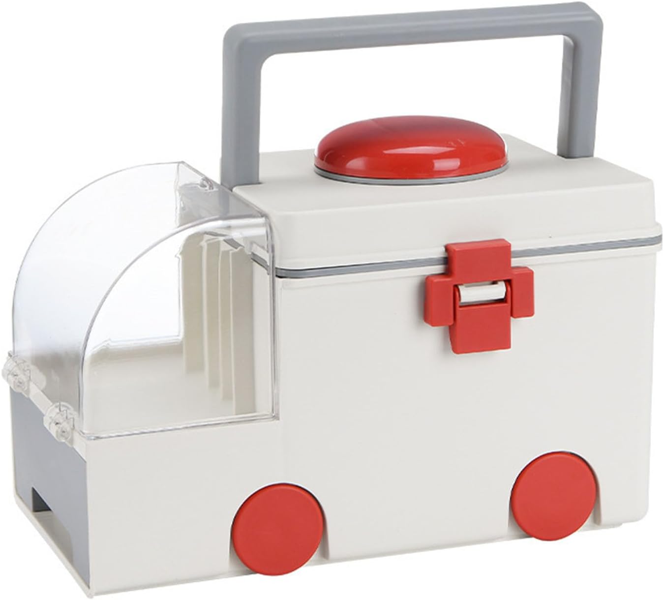 Storage Box, Portable Ambulance Shaped Emergency Kit Container for Home Aid with Handle, Organizer for Medical Supplies and Medications