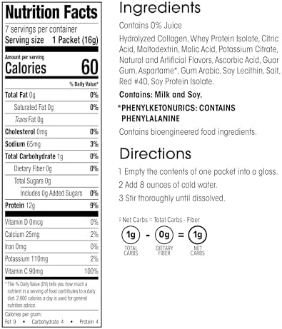 WonderSlim Protein Fruit Drink, Berry Blend, No Fat, Gluten Free, Keto Friendly & Low Carb (7ct)