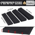 4 Piece Modular Rubber Threshold Ramp 1 to 4 Inch Rise Adjustable Doorway Ramp with Non Slip Grooved Surface for Wheelchair Scooter Cart Garage Entry Indoor Outdoor Use, 8000lbs