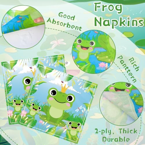 100 Pcs Frog Napkins Paper，Exquisite Frog Patterned Napkins for Home Kitchen Frog Birthday Party Decoration (Frog)