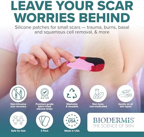 Epiderm Silicone Gel Scar Small Strips - Premium Fabric-Lined Silicone Scar Sheets for Small Scars - Non-Medicated, Washable & Reusable Scar Tape - Gentle on All Skin Types - 3-Pack, Camo Pink