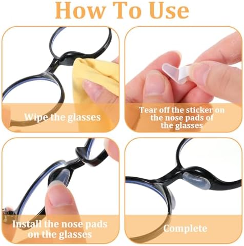 50 Piece Eyeglasses Retainers Sets Anti Slip Silicone Eyeglass Nose Pads Round Ear Gripper Holders Silicone Ear Hooks Glasses Temple Tips Sleeve for Eye Glasses Sunglasses(White, Black)