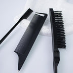 3 Pieces Hair Styling Comb Set Teasing Hair Brush Rat Tail Comb Edge Brush for Brushing, Combing, Slicking Hair for Women(Black)