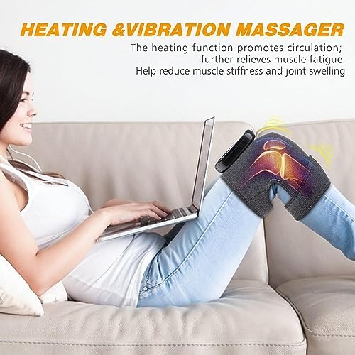 VIDECOR Cordless Knee Massager Shoulder Brace with Heat, 3-In-1 Heated Knee Elbow Shoulder Brace Wrap, Vibration Knee Heating Pad,