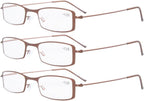 Eyekepper 3-Pack Stainless Steel Frame Half-eye Style Reading Glasses Readers Brown +1.0