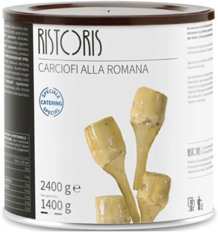 Tita Italian Roman Style Artichokes, Top Italian Artichokes, Marinated Roman Style, Canned, Seasoned, Fresh Artichokes, Flavorful, Versatile, Classic Dish, Net Weight: 5 lb 4.7 oz / 2400 gr_AB