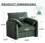 Howjoe Chenille Oversized Armchair, 38.6" Wide Accent Chairs for Living Room & Bedroom Modern Lounge Chair, Upholstered Mid-Century Reading Chair, Comfy Living Room Chair, Single Sofa Chair, Green