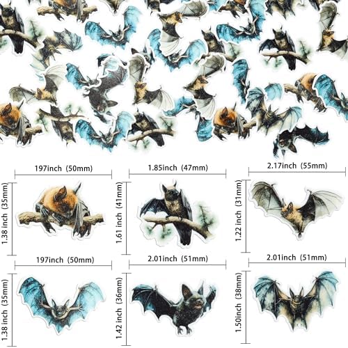 Gyufise 60Pcs Edible Halloween Bat Cupcake Toppers - Wafer Paper Picks for Baby Shower, Kids Theme Birthday Party Cake Decorations Supplies Multi