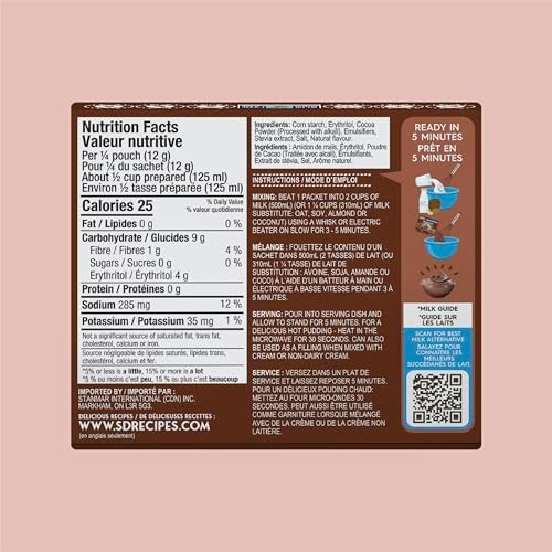 Simply Desserts Chocolate Instant Pudding, Sugar-Free, 6-Pack – Healthy Treat, Keto Snacks, Vegan & Diabetic-Friendly, Kosher, 1.7 Oz Ea