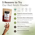 Longevity Botanicals Organic Reishi Mushroom Powder Supplement Extract 100g | Ganoderma Lucidum Fruiting Body | ≥30% Beta-D-Glucans | 60 Servings of 1,660mg | Supports Stress & Immune Wellness