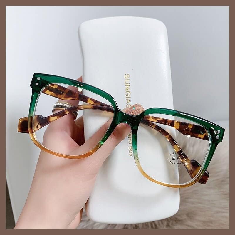 Fashion Oversized Square Computer Readers Eyeglasses Anti Eye Strain Reading Glasses Anti Blue Light Flat Light Mirror