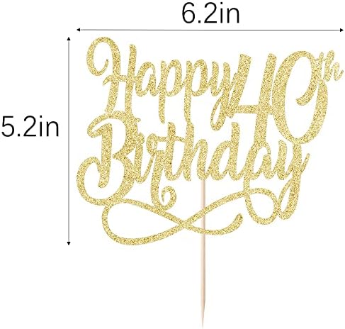 Gold Glitter Happy 40th Birthday Cake Topper,Cheers to 40 Years,happy 40th Birthday Cake Topper,40th Anniversary Cake Topper， men and women 40 years old happy birthday Party Decoration