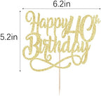 Gold Glitter Happy 40th Birthday Cake Topper,Cheers to 40 Years,happy 40th Birthday Cake Topper,40th Anniversary Cake Topper， men and women 40 years old happy birthday Party Decoration