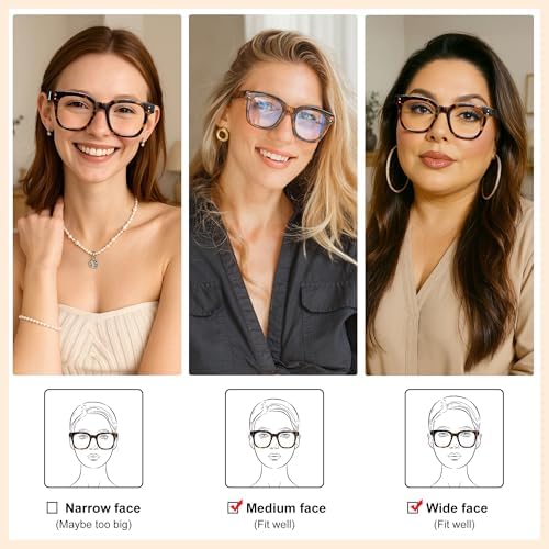 Madison Avenue Women Blue Light Glasses,Oversize Blue Light Blocker for Women, Anti Eyestrain & UV Protection Computer Eyeglasses Hanna (Tortoiseshell)