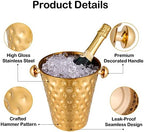 BARsics 5-Quart Metal Golden Champagne Bucket, Hammered Mirror Finish Stainless Steel Ice Bucket for Party, Wedding, Banquet (Gold)
