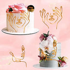 12 Pcs Acrylic Lady Face Cake Topper Minimalist Art Happy Birthday Cake Toppers Women Wedding Cake Decoration for Wedding Birthday Party (Gold)