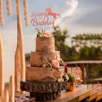 Horse Happy Birthday Cake Topper, Horse Racing Theme Party Decoration for Boys, Girls, Men, Women & Kids - Rose Gold Glitter