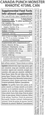 Monster Energy Khaotic Punch Energy Drink, 473 mL Cans, 12 Pack