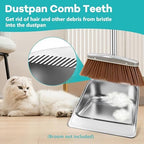 Metal Dust Pan with Long Handle, 41" Stainless Steel Dustpan, Heavy Duty Standing Up Dust Pan with Comb Teeth, Outdoor Indoor Upright Dustpan for Home Restaurant Kitchen Lobby Room Office Pet Hair