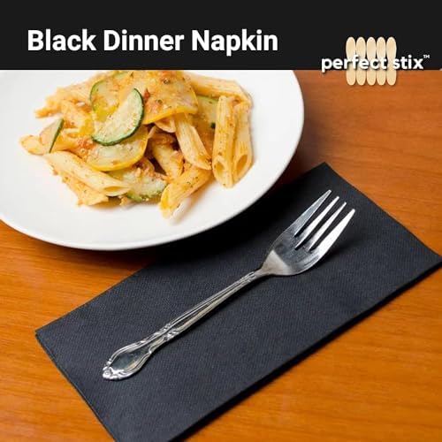 2 Ply Black Dinner Napkins-15" x 17" -1/8Fold - 125 Count (Pack of 8), Total 1000 Count
