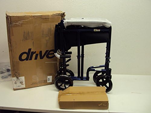 Drive Medical ATC19-BL Lightweight Aluminium Transport Wheelchair with Swing-Away Footrest, Blue