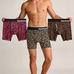 Men's Leopard Print Boxer Briefs - Tagless, Breathable Workout Men's Underwear, 3Pack