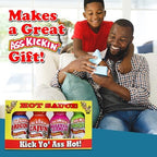 ASS KICKIN' Premium Hot Sauce Bottles Gourmet Gift Set Travel Size – .75 oz. 4 Pack - Try if you dare! – Perfect Gourmet Christmas Gifts for the Hot Sauce Fan