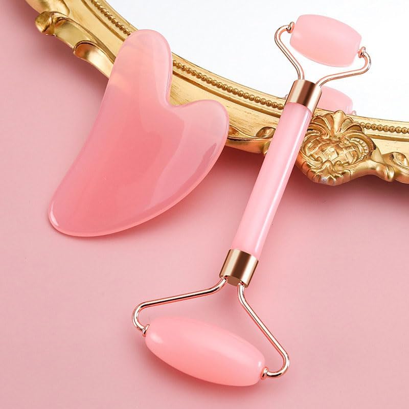 Face Roller Tools, Facial Tools for Skin Care, Facial Massager for Face, Eyes, Neck, Relieve Fine Lines and Wrinkles,Pink