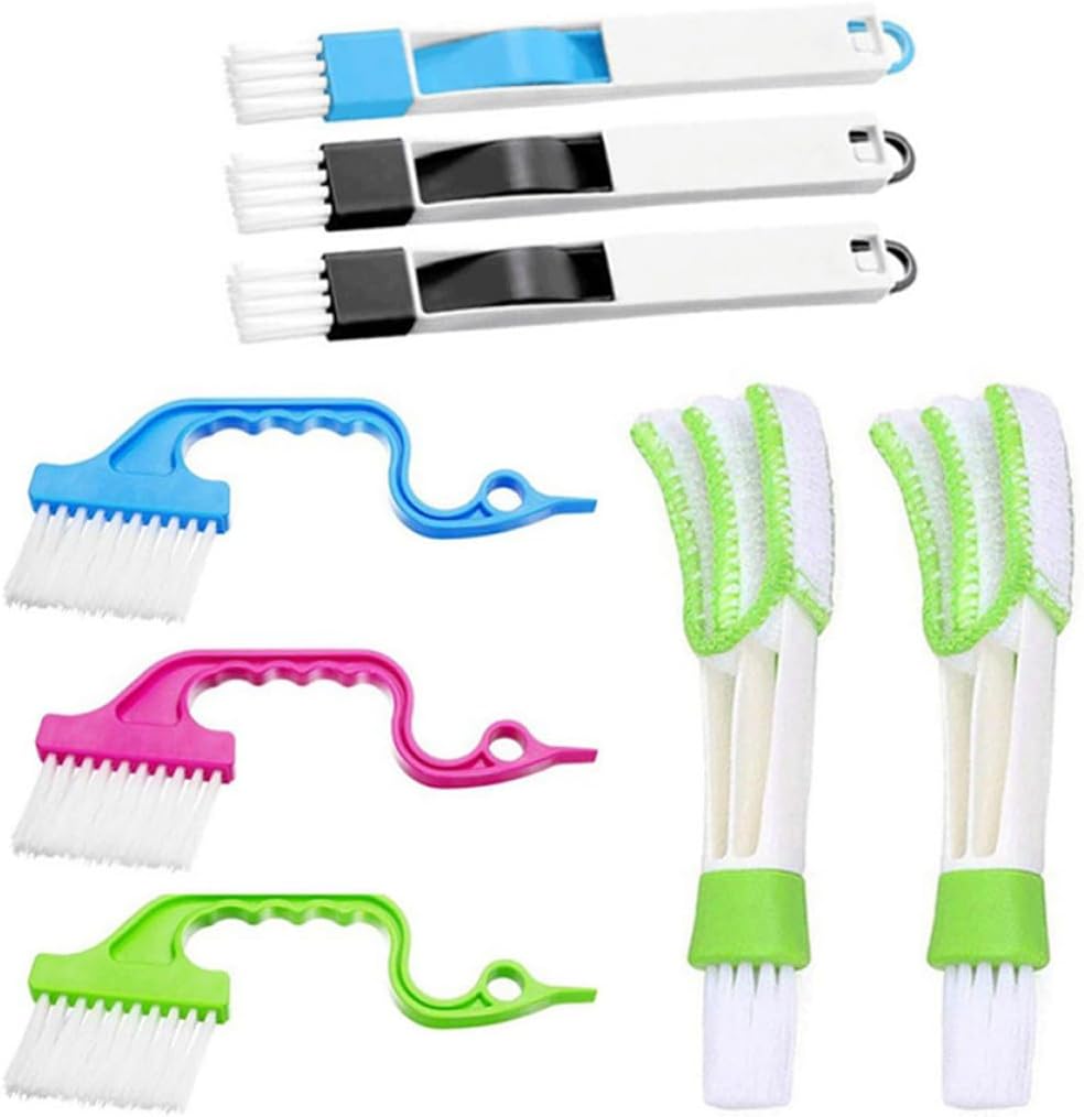iplusmile 8pcs Window Groove Cleaning Brush Set, Stiff Bristle Scrubber Brushes for Window Tracks and Gaps, Multi-Surface Dust Removal Tools for Home and Household Cleaning