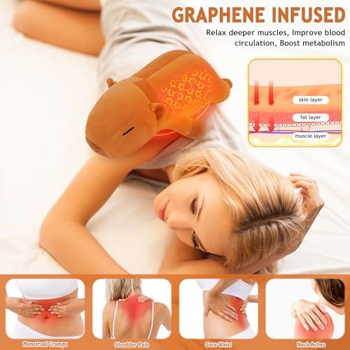 Electric Heating Pad for Cramps & Menstrual Pain Relief,14''Capybara Stuffed Animal Plush Heating Pad,USB Powered Portable Plush Heated Stuffed Animals for Neck/Back/Shoulder,Gift for Women Wife Girls