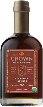 Crown Maple Certified Organic Cinnamon Infused Maple Syrup, Pure, Non-GMO Pairs well with Pancakes, Flavor Cocktails, Sticky Buns, Waffles, 12.7 Fl Oz (Pack of 1)