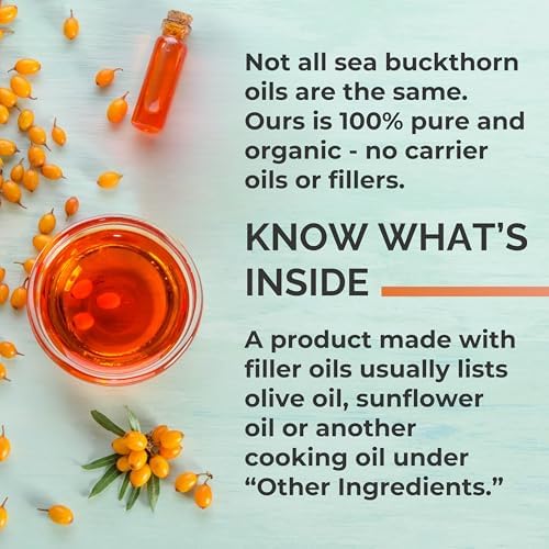 SEABUCKWONDERS Organic Sea Buckthorn Oil Omega-7 Complete, 120 Softgels, 60 Day Supply, with Omega 3, 6 & 9, Supports Hair, Skin & Nails, 100% Pure with Zero Filler Oil