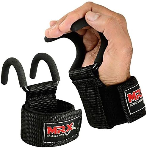 MRX BOXING & FITNESS Weight Lifting Hooks for Men & Women Thick Wrist Padding Weight Lifting Grips for Powerlifting, Shrugs, Rows & Deadlift Support