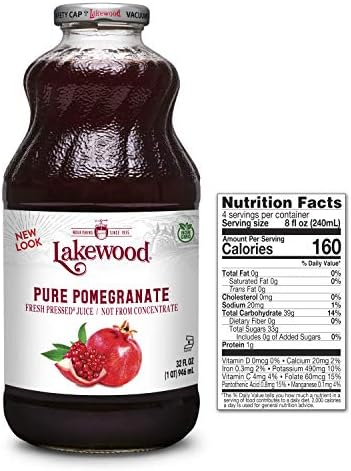 Lakewood PURE Pomegranate Juice, 32 Fl Oz (Pack of 6)