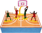 Dekora, Basketball Cake Topper for Boys, Basketball Mini Figures for Cake Decorating, Birthday Party Decorations for Kids, 5 Units, 4 Players and 1 Hoop