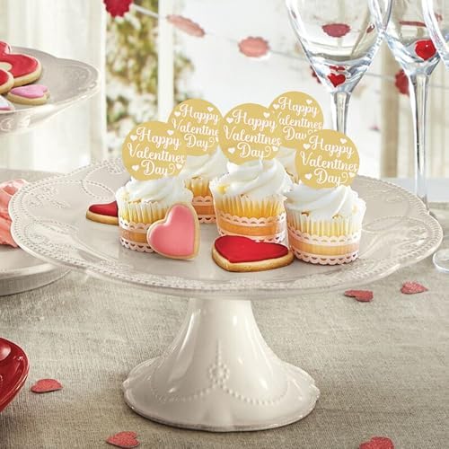 BEISHIDA 10pcs Happy Valentine's Day Cupcake Topper Heart Acrylic Cupcake Decoration Discs Mirror Sweet Love Cupcake Decors Happy Valentine's Day Party Supplies Wedding Anniversary Engagement