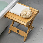 HOZEON 2 Pack 11 x 11 x 12.6 Inches Natural Bamboo Folding Stool for Shaving, Shower, Foot Rest, Picnic, Fishing