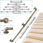 30-600cm Wrought Iron Stair Railing | Antique Brass Support Rod for Wall-Mounted ils Non-Slip Staircase Grip Handle for Home (Size: 360cm)