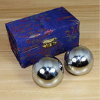 2pcs Baoding Balls Chinese Health Exercise Stress Balls with Box Meditation Massage Handball(Silver,Dia 1.69inch,Box Color Random)