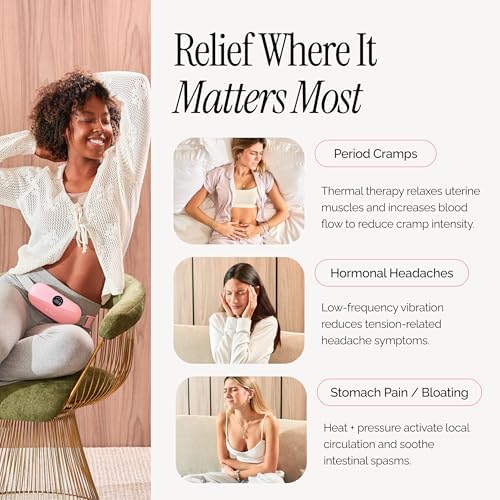 Menstrual Heating Pad for Period Cramps – Portable Heating Pad for Period Cramps Relief with Heat & Massage, Wearable Cordless Warmer for Pain Relief, Rechargeable & Wireless for Women