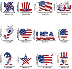 Whaline 72Pcs Patriotic Cupcake Topper Glitter 4th of July Cupcake Picks 12 Designs Cartoon Red White Blue Food Picks with Sticks Glue Point for Independence Day Memorial Day Supplies Cake Decor