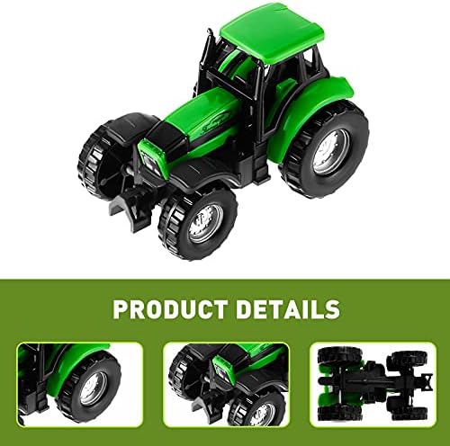 12 Pieces Tractor Cake Topper Set with Tree Farmer Fences Mini Barn Animal Figurines for Farm Animal Theme Party Birthday Party Decorations