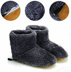 DKULMN USB Heated Slippers Rechargeable,Plush Shoe Slippers Plush Ankle Bootie Slippers Indoor Warm House Shoes for Office Home,Gray,7