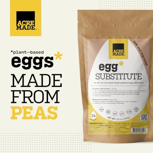 AcreMade Plant-Based Egg Substitute, Dry Powder, Shelf Stable, Vegan, Gluten Free, Soy-Free, Low Sodium, Non-GMO, Natural Egg Replacer, 3 Grams Pea Protein Per Serving (1 pack (5.6 oz))