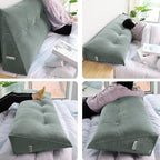WOWMAX Wedge Pillow Headboard Queen Triangular Headboard Pillow Queen Bed Wedge Pillow for Headboard Bolster Pillow for Bed Daybed Pillows with Removable Cover, Velvet(100% Cotton), Gray