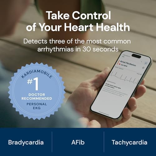 KardiaMobile Card Credit-Card Sized EKG, Medical-Grade & FDA-Cleared Personal Heart Monitor, Bluetooth Enabled, On-The-Go Check-Up Anywhere, Compatible with Most Smartphones, No Subscription Required