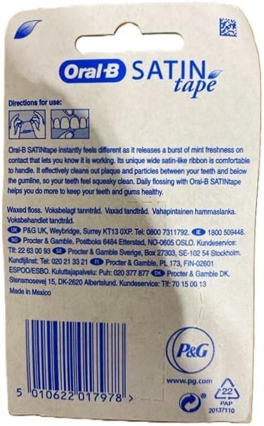 Oral-B Statin Tape Dental Floss 25m (6 Units) by Oral-B Satin Tape Mint