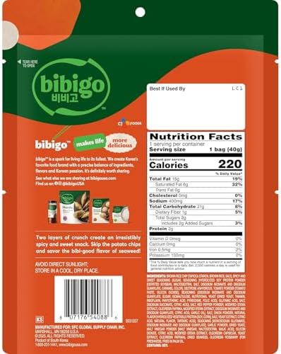 Bibigo Spicy & Sweet Seaweed Chips, 1.41 Ounce (Pack of 1)