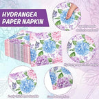 AnyDesign 50Pcs Hydrangea Luncheon Napkins Disposable Paper Napkin Watercolor Butterfly Floral Dessert Dinner Hand Napkin for Spring Summer Wedding Bridal Baby Shower Party Supplies