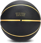 Dakapal Rubber Basketball Size 5 for Teens Adults Indoor Outdoor Basketballs for Game Gym Training Competition Sports Streetball Gift for Boys Girls Youth (Black&Gold/Deflated)